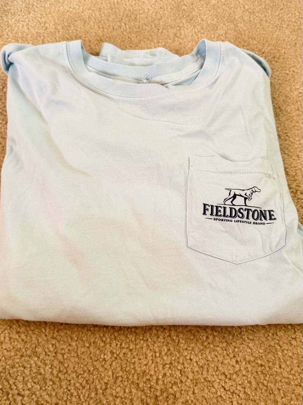 Fieldstone Men's Short Sleeve Pocket Tee in Pale Blue